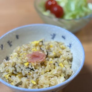 reiの作ってみた!投稿(マヨたまでコク旨パラパラ【明太高菜マヨたまチャーハン】)