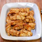 さっぱりと「鶏ささ身肉の甘酢あんかけ」