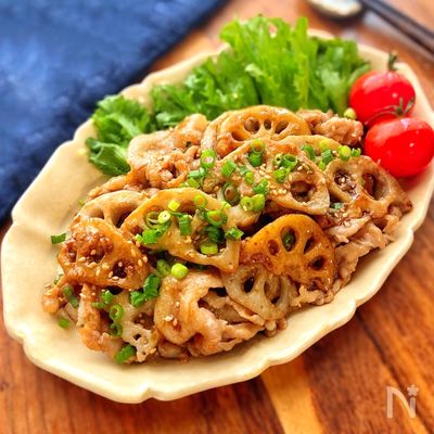 サクサクれんこんと豚バラ肉のオイスター炒め