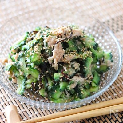 【ゴーヤのツナ塩昆布ごま和え】火を使わない夏のおつまみ♪
