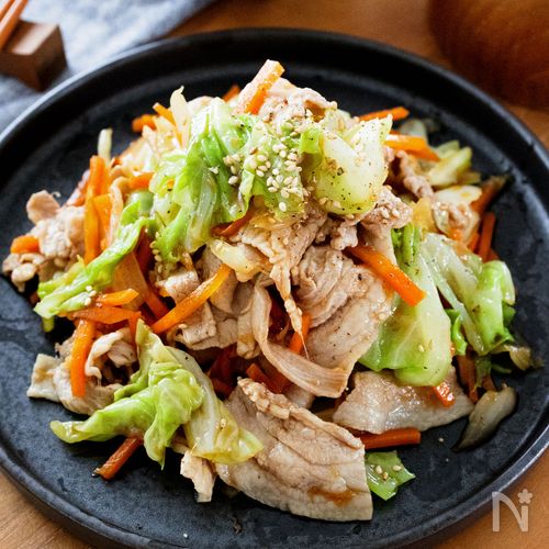 『キャベツと豚しゃぶのにんにく醤油和え』茹でて和えるだけ☆