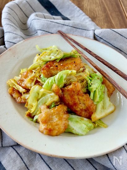 しっとり鶏むね肉とキャベツのカレー炒め