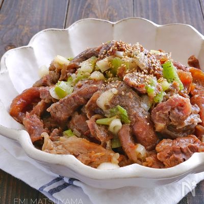トロトロ牛すじの旨塩にんにく煮【圧力鍋使用】