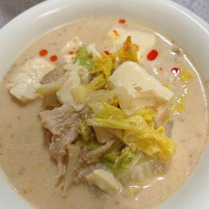 サラの作ってみた!投稿(【豚バラ白菜のお豆腐ごま味噌スープ】コク旨♡満足スープ!)