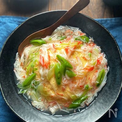 【レンジで簡単】卵と豆腐のふんわり蒸し!かに風味あんかけ