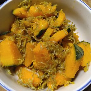ももの作ってみた!投稿(【南瓜のじゃこチーズサラダ】カリカリじゃことチーズで旨～い！)