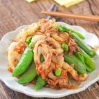 5分【スナップエンドウとちくわのおかかバター炒め】お弁当にも