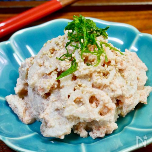 簡単!シャキシャキ食感♪れんこんの明太白和え