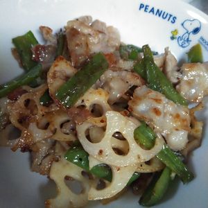 氷室★蘭の作ってみた!投稿(豚肉とれんこんの甘辛ガーリック炒め【#作り置き#冷凍保存】)
