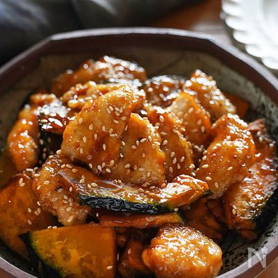 材料2つ・ご飯が進む甘辛♪ 『鶏むね肉とかぼちゃの生姜焼き』