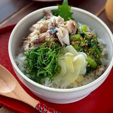 薬味たっぷり塩サバほぐし丼