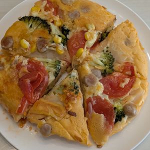 なーちゃんの作ってみた!投稿(まるでピザ？！な米粉パンケーキ)