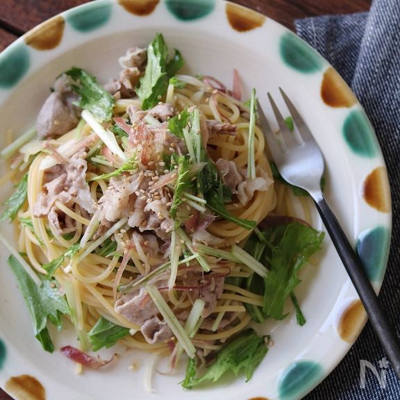豚しゃぶの冷たいパスタ。