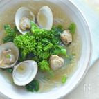 ５分でできる！菜の花とはまぐりのスープ春雨