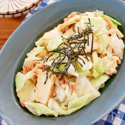 きゃべつと厚揚げの塩だれ炒め