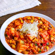 絹厚揚げで夏野菜たっぷり！ごちそう麻婆