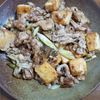ともこっちの作ってみた!投稿(行列の定食屋さんの🍚豚ともちもち厚揚げの秋のポン酢炒め🤩)