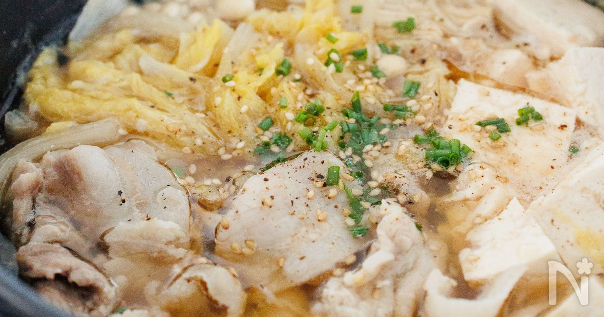 『白菜と豚バラ豆腐のコクうま鍋』市販の鍋つゆ不要！具沢山☆