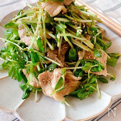 豆苗と豚肉の中華サラダ