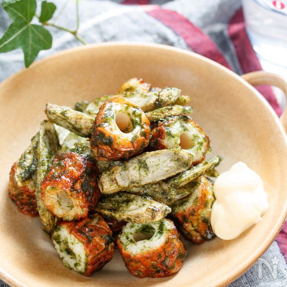 ごぼうとちくわのカリカリのり塩揚げ【#揚げない #やみつき】