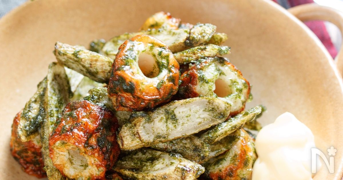 ごぼうとちくわのカリカリのり塩揚げ【#揚げない #やみつき】