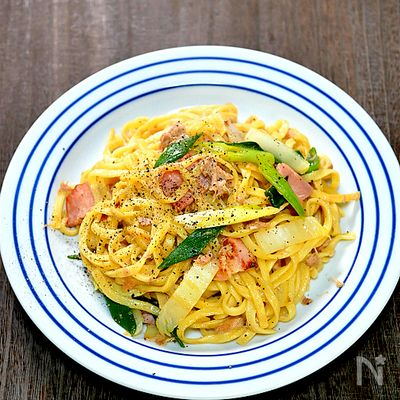 生パスタで作る「白菜とツナのだしパスタ」