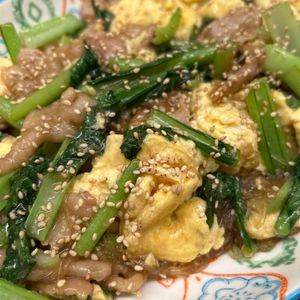 ありょーしゅの作ってみた!投稿(一品で大満足おかず♪【豚肉と小松菜のふわたま春雨炒め】)
