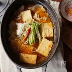 厚揚げと豚肉のピリ辛スープ
