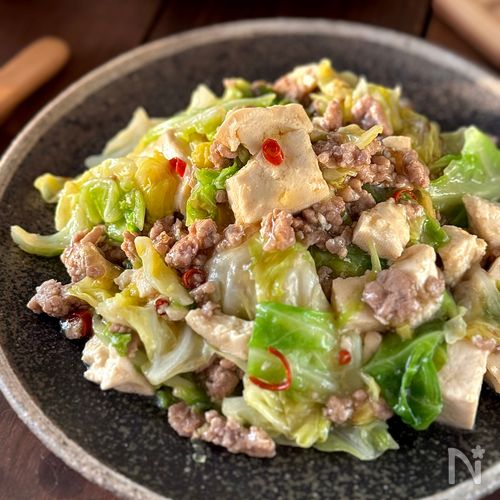 豆腐とキャベツのそぼろあん
