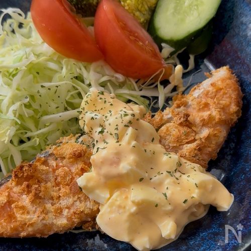 【揚げない】レモンタルタル乗せ♪鮭フライ