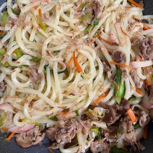 にゃんこまぁむの作ってみた!投稿(白だしで作る♪長ねぎが美味しい焼きうどん)
