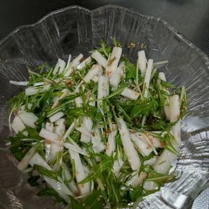 鶏皮坊主の作ってみた!投稿(5分で完成《長芋と水菜♡梅おかかサラダ》)
