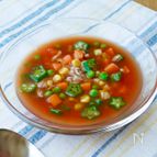 【夏野菜の冷製トマトスープ】火を使わない♪