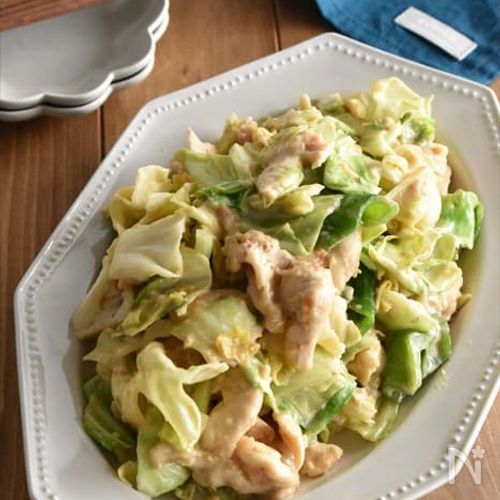 【しっとり鶏むね肉とキャベツのオイマヨソテー】ご飯がすすむ！