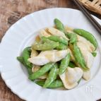 鶏むね肉とスナップえんどうの味噌炒め