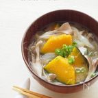 出汁不要。玉ねぎとかぼちゃのお味噌汁