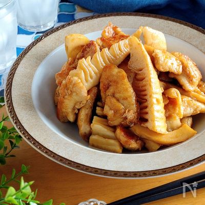 材料2つ☆鶏胸肉と筍のオイスター炒め。