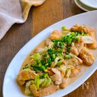 鶏肉ときゃべつと椎茸の旨だし味噌マヨ炒め