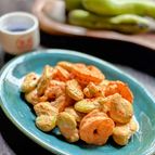 海老とそら豆の豆板醤マヨネーズ和え
