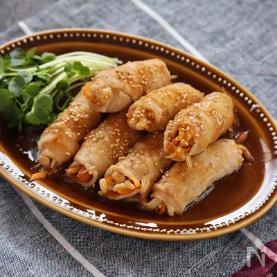 【冷凍おかず】レンジで簡単！人参とえのきの照り肉巻き