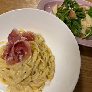 ともとらの作ってみた!投稿(ヘルシー*冷製カルボナーラ(生クリーム&牛乳不使用))