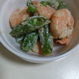 marine55の作ってみた!投稿(【えびとスナップえんどうのごまマヨ】ぷりっとシャキッと♪)