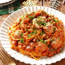 ご褒美パスタ【チーズとろけるミートボールスパゲティ】