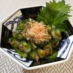 楽ラク手抜キッチン🐶🐾の作ってみた!投稿(食べやすさ抜群！酸っぱすぎない【きゅうりと大葉の酢の物】)