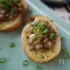 パーティやスナック、おつまみに♪【納豆ガーリックトースト】