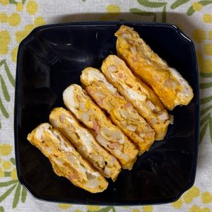 チョビの助の作ってみた!投稿(ちくわと紅しょうがの卵焼き【お弁当のおかず】)