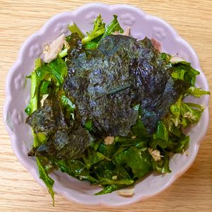 ありみの作ってみた!投稿(パパッと3分！あと1品に♪♪【水菜とツナの海苔ごまナムル】)