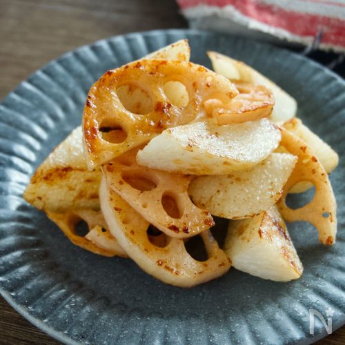 【れんこんと長芋のバター醤油焼き】サクッ!ホクッ!な食感