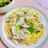 したーんの作ってみた!投稿(【ねぎ塩豚のペペロンチーノ】ごま油香る♪絶品パスタ)