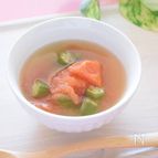 電子レンジで『トマトとオクラのスープ』♡レンチンで一汁完成♪